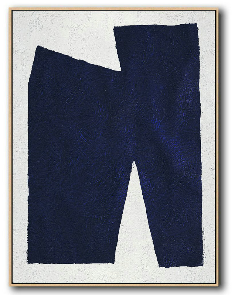 Modern Wall Art,Buy Hand Painted Navy Blue Abstract Painting Online,Hand Paint Large Art